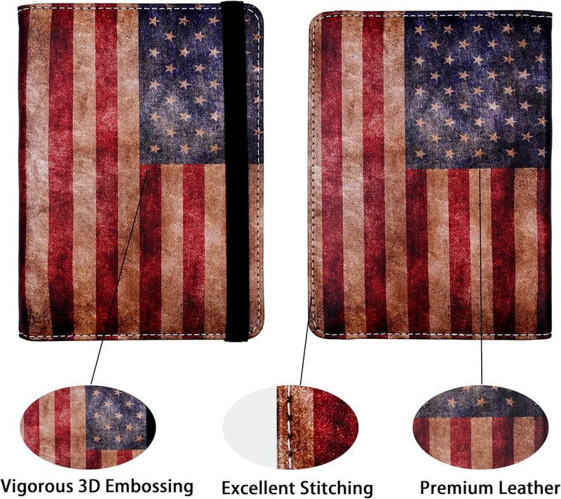 bassyil Passport Holder for Women and Men PU Leather Passport Cover for Travel (American Flag) - Image 2